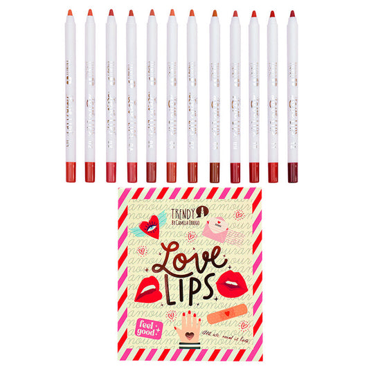 KIT X 12 DELINEADORES DE LABIOS LOVE LIPS TRENDY