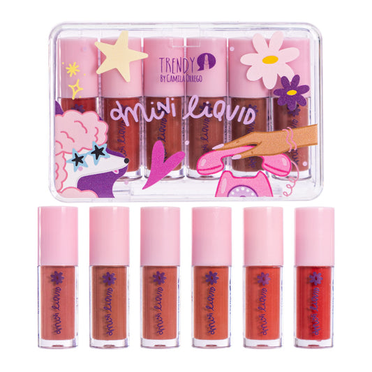 KIT X 6 LABIALES  MINI MATTE LIQUID  TRENDY